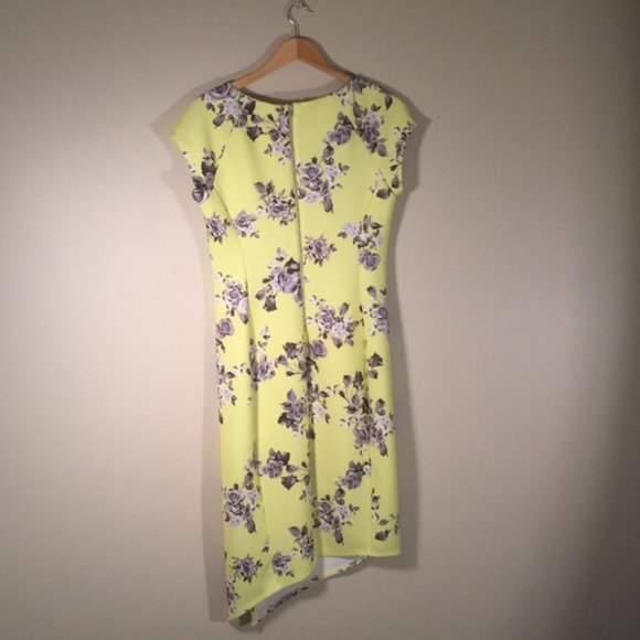 ECI New York yellow floral asymmetrical dress with slit - Picture 10 of 10